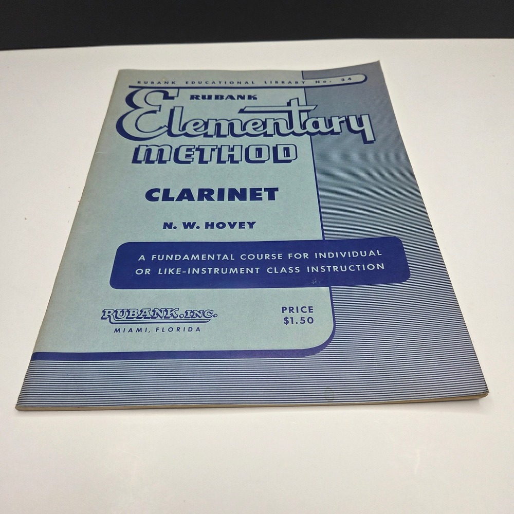 Rubank Elementary Method Clarinet N.W. Hovey Sheet Music Book Vintage Blue No.34